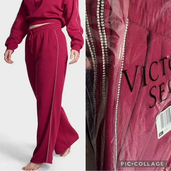 VICTORIA'S Secret Cotton Fleece Wide Leg Lounge Pant - Picture 1 of 1